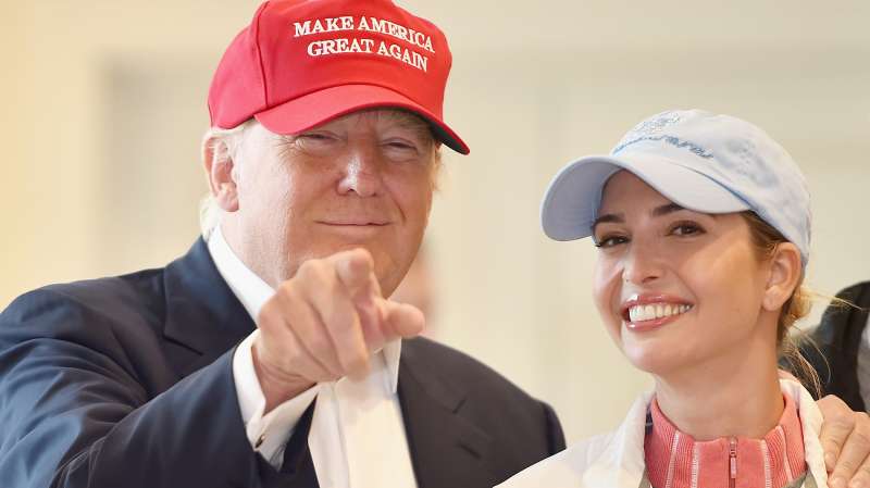 Republican Presidential Candidate Donald Trump visits his Scottish golf course Turnberry with his children Ivanka Trump and Eric Trump on July 30, 2015 in Ayr, Scotland.