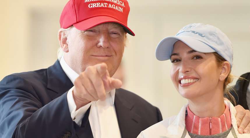 Republican Presidential Candidate Donald Trump with his daughter Ivanka Trump on July 30, 2015 in Ayr, Scotland.