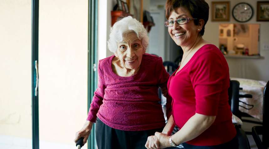 Dee Jimenez-Grohowski (right) cares daily for her mother, Theresa.