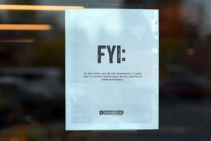 A sign hangs on the door of a Chipotle Mexican Grill store location in on November 3, 2015 in Vancouver, Washington. Chipotle Mexican Grill is temporarily closing more than 40 restaurants in and around Washignton and Oregon, as health officials investigate an E. coli outbreak that has gotten at least 22 people sick.