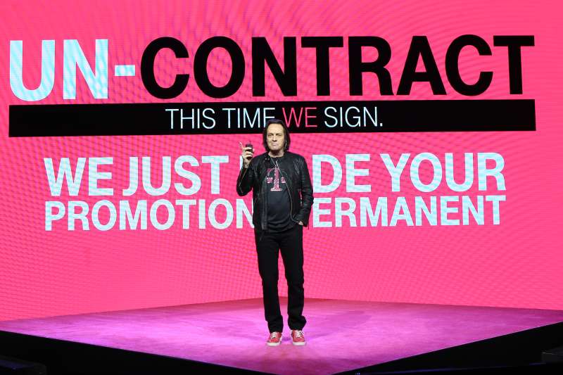 John Legere CEP of T-Mobile announces the company's new plans on March 18, 2015 in New York City.