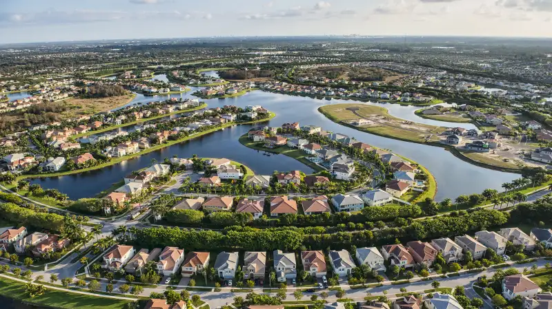 Aerial view of a South Florida suburban housing community