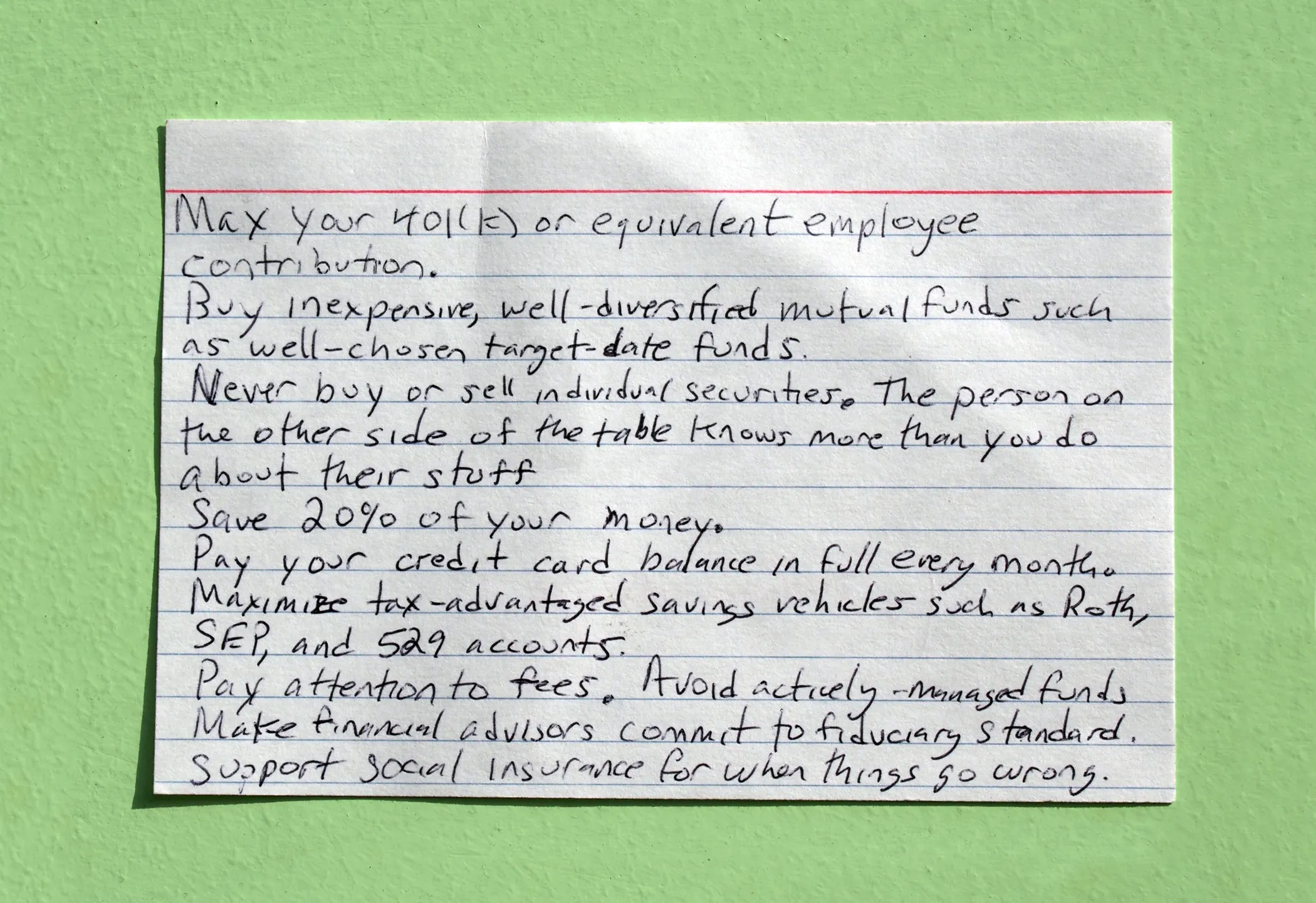 Everything You Need to Know About Money on One Index Card