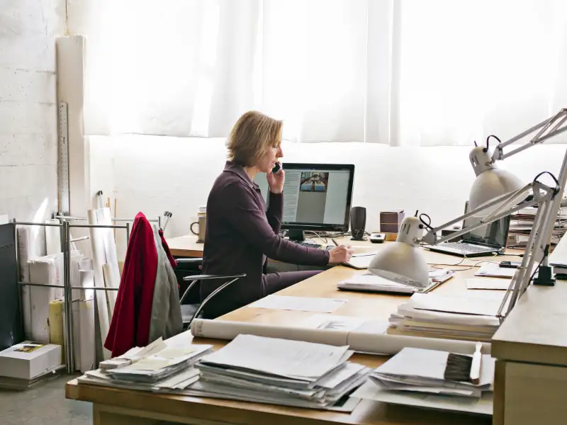 woman at desk in office