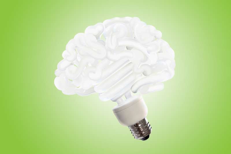 lightbulb in shape of brain