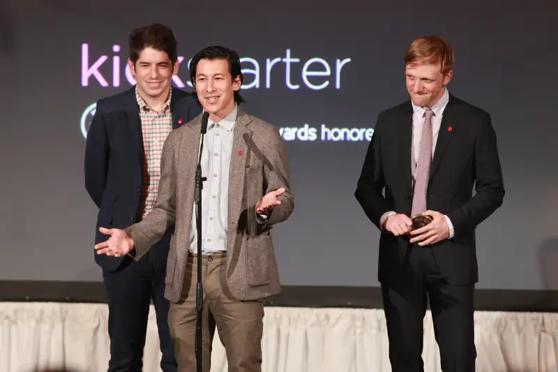 Kickstarter co-founders Yancey Strickler, Perry Chen, and Charles Adler attend the 2012 Made In NY Awards at Gracie Mansion in 2012 in New York City
