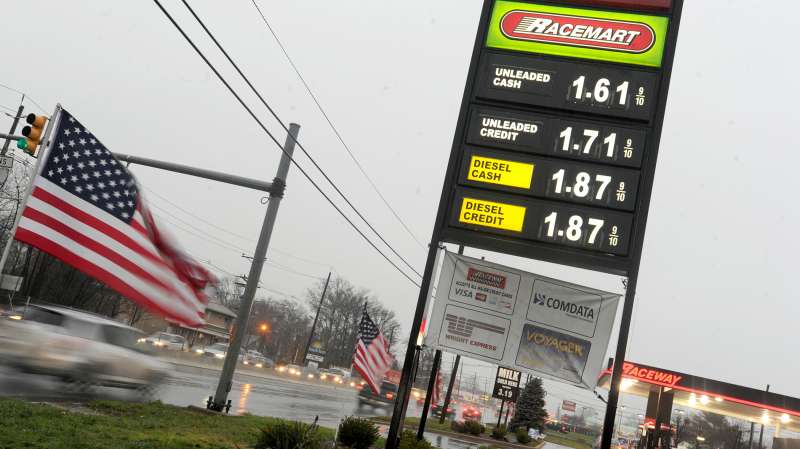 Gas prices are displayed at a gas station in Edison, New Jersey, December 23, 2015.
