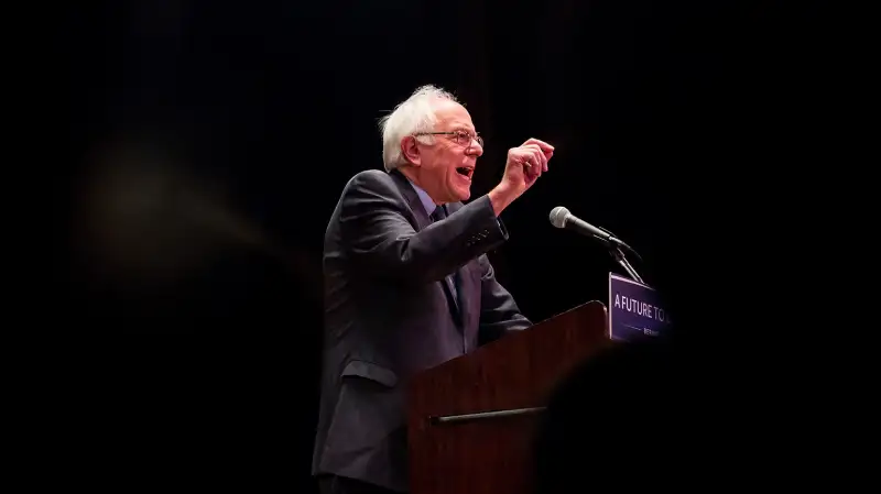 Senator Bernie Sanders, an independent from Vermont and 2016 Democratic presidential candidate, speaks in New York, on January 5, 2016. Sanders lambasted the power the biggest lenders have and the Wall Street and corporate greed he said is destroying the nations fabric.