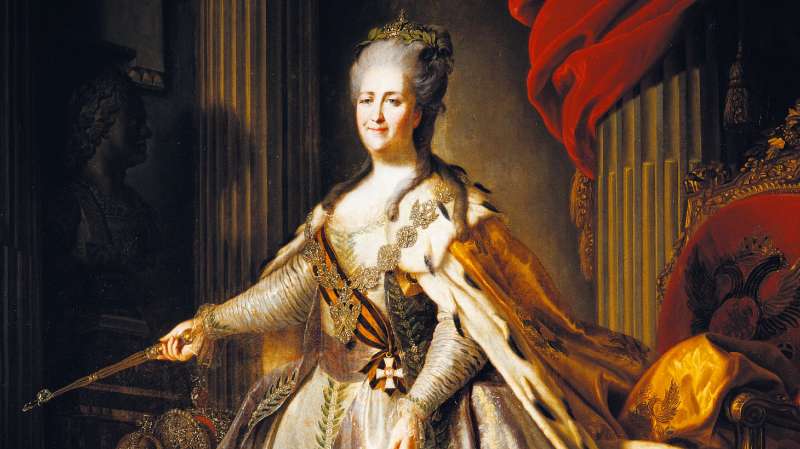 Portrait of Catherine II, also known as Catherine the Great (Stettin, 1729-Pushkin, 1796), Empress consort of Peter III of Russia (1728-1762), painting by Fyodor Rokotov (1735 or 1736-1808), ca 1770