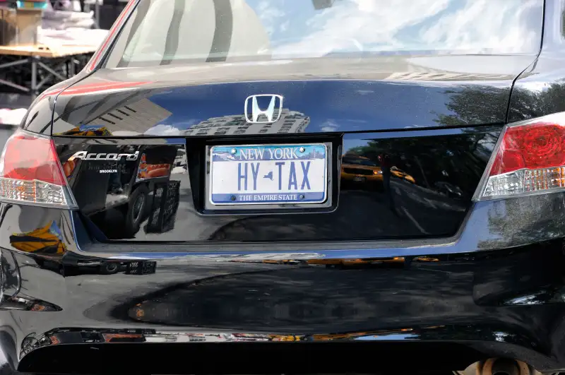 HY TAX on NY State License Plate