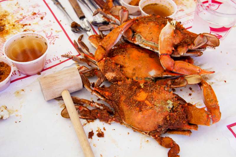 Old bay–spiced hard-shell crabs
