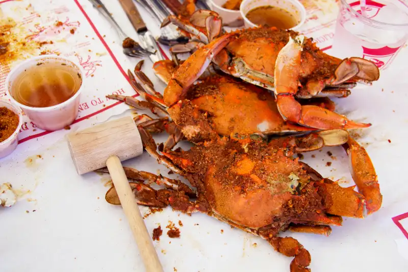 Old bay–spiced hard-shell crabs