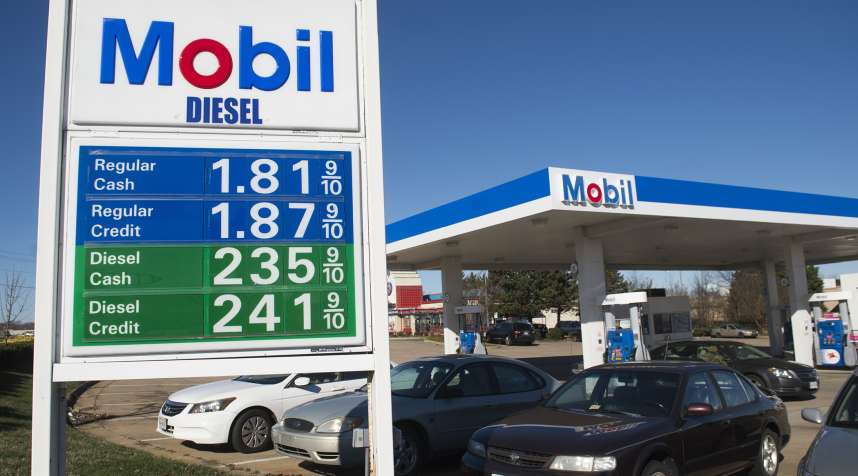 Gas prices are displayed at a Mobil gas station in Woodbridge, Virginia, January 5, 2016.