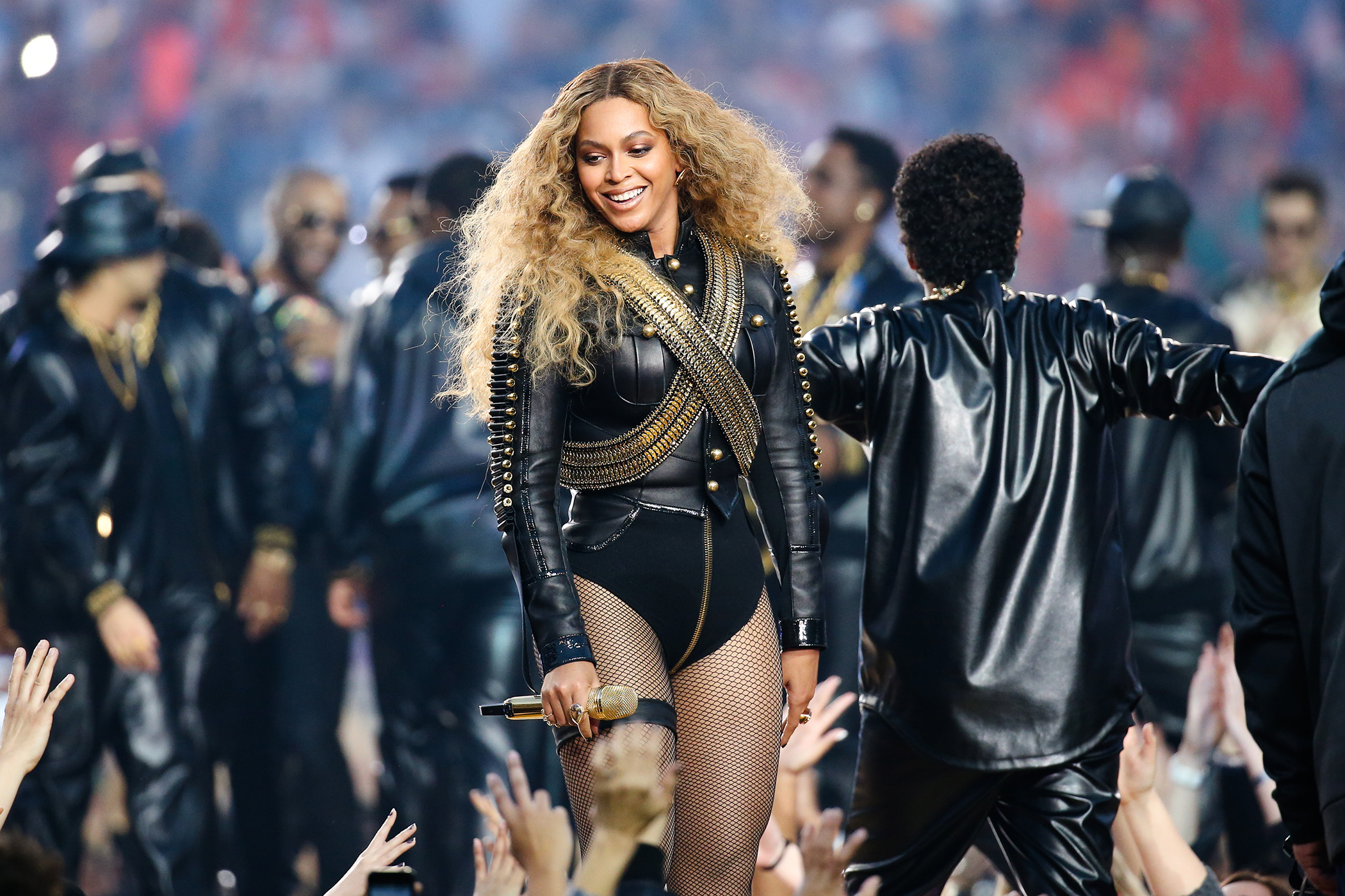 Beyonce performs during the halftime show at Super Bowl 50 between the Denver Broncos and the Carolina Panthers at Levis Stadium in Santa Clara, California on February 7, 2016.