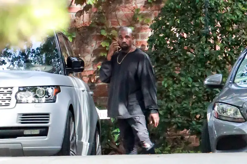 Kanye West is seen at Kim Kardashian's baby shower in Calabasas on October 25, 2015 in Los Angeles, California.