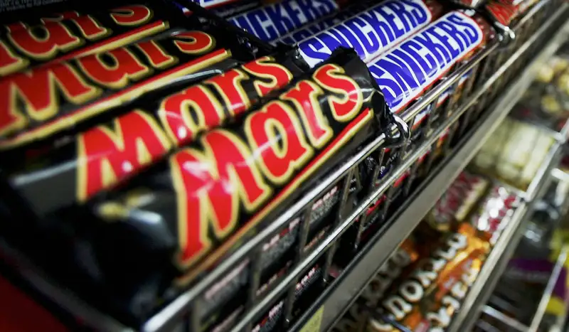 Mars Bars on a store shelf