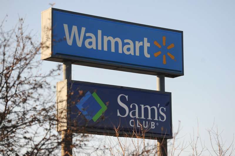 A Walmart store sign outside the Ferguson Walmart Shopping Center on November 28, 2014 in Ferguson, Missouri.