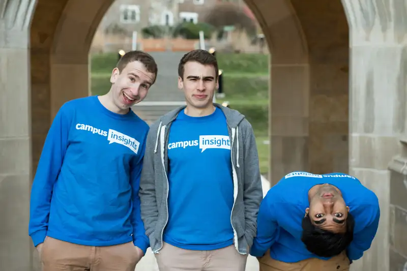 Stephen Soward (Co-founder), Riley Soward (Co-founder) and Ameet Kallarackal (Head of UX Strategy & Research) of Campus Insights