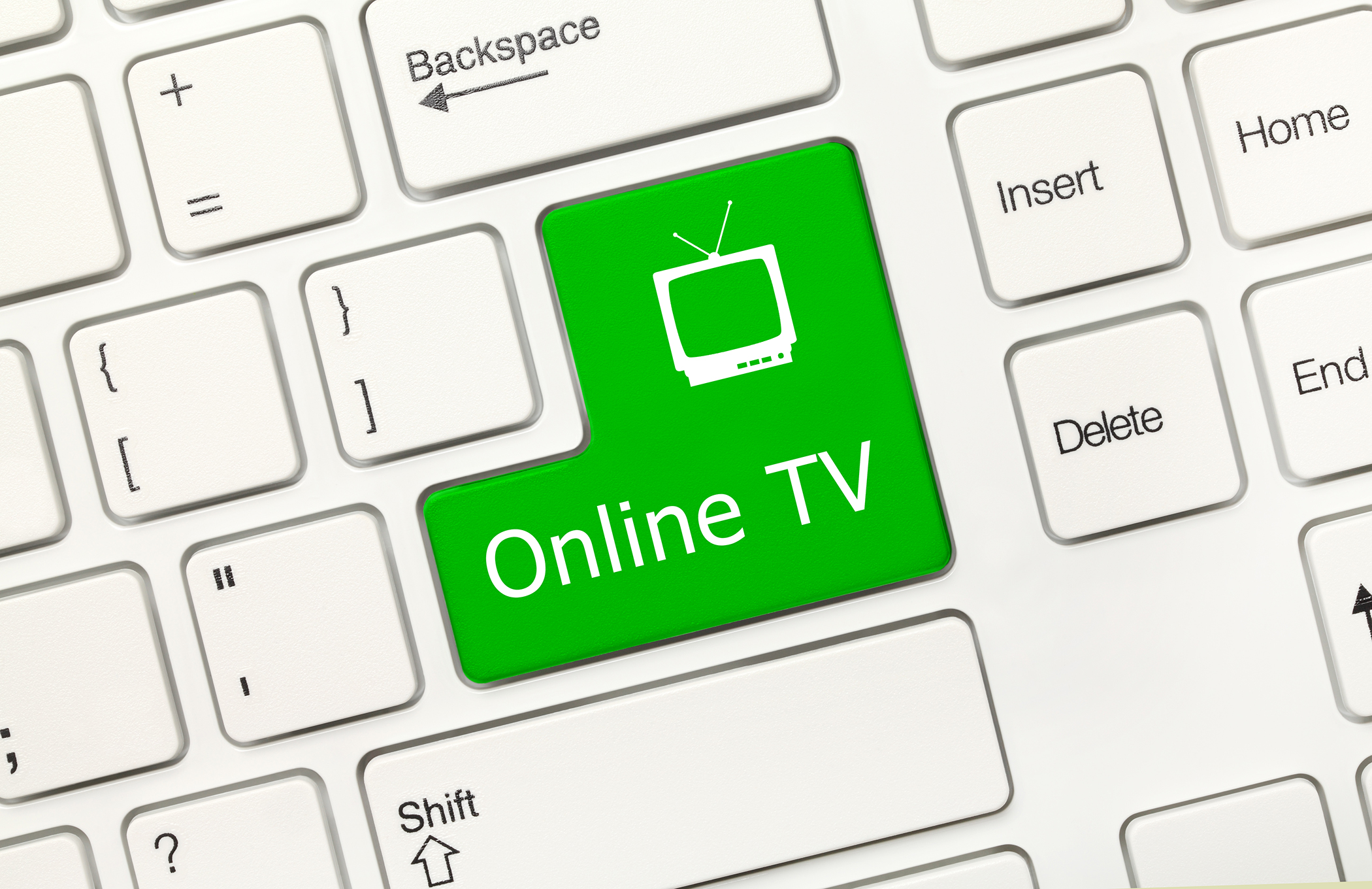 White conceptual keyboard - Online TV (green key)