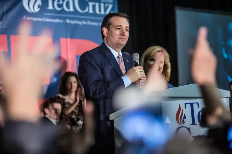 DES MOINES, IA - FEBRUARY 1: Republican presidential candidate Sen. Ted Cruz (R-TX) speaks at a caucus night rally on February 1, 2016 in Des Moines, Iowa. Cruz beat out frontrunner Donald Trump and other contenders to win the Iowa caucuses. (Photo by Brendan Hoffman/Getty Images) *** Local Caption *** Ted Cruz