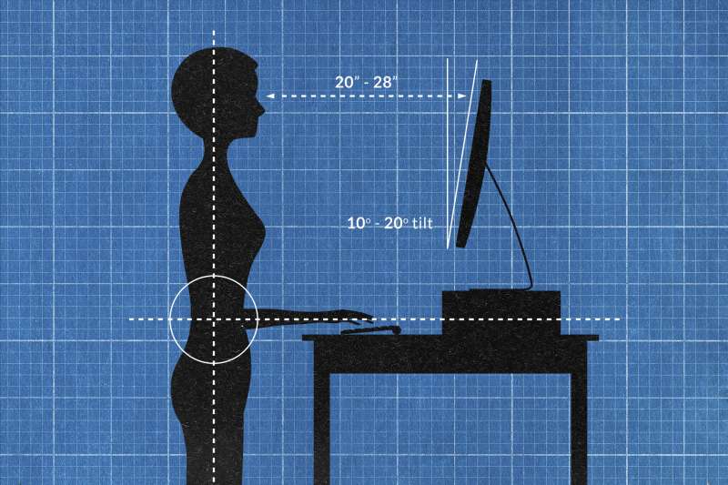 diagram of silhouetted woman at standing desk