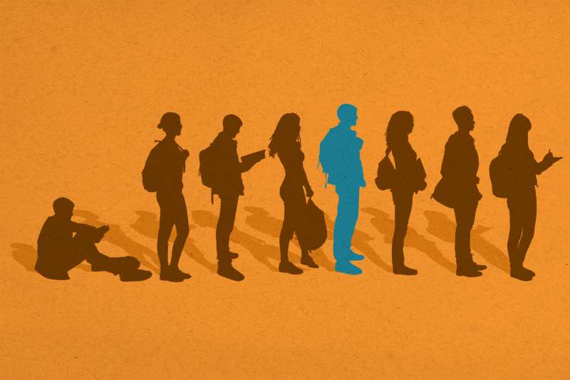 illustration of silhouettes of students waiting in line