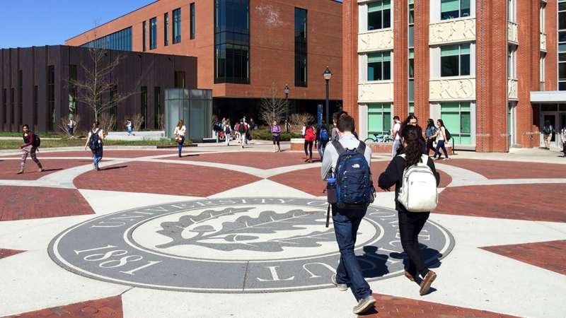The seal on Fairfield Way on April 29, 2015, University of Connecticut