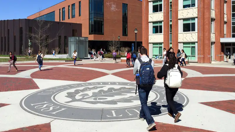 The seal on Fairfield Way on April 29, 2015, University of Connecticut