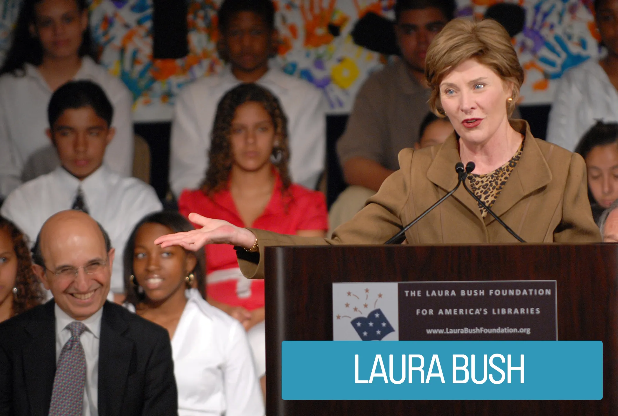 First Lady Laura Bush, a former teacher and librarian, focused on education by advocating for her husband's No Child Left Behind Act that devoted federal funds to local school districts for teacher training, recruitment and raises. She also stressed the importance of early education, global literacy and better library resources.