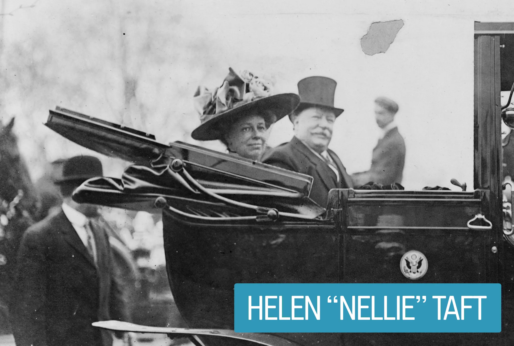 Helen "Nellie" Taft got a 1912 law passed that set health and safety standards for federal workplace conditions—the first act engineered by a First Lady. Mrs. Taft also upgraded presidential transportation from horse-drawn vehicles to automobiles—negotiating discounts with car companies in exchange for the promotion.