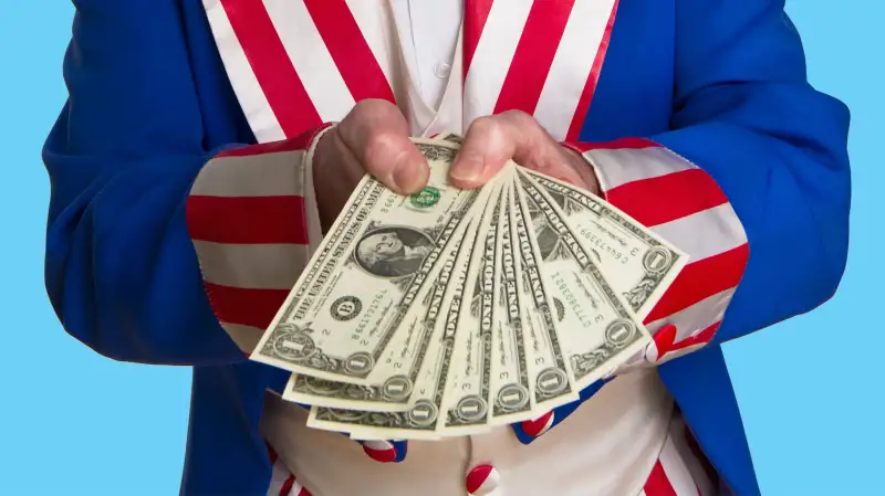 uncle sam handing money