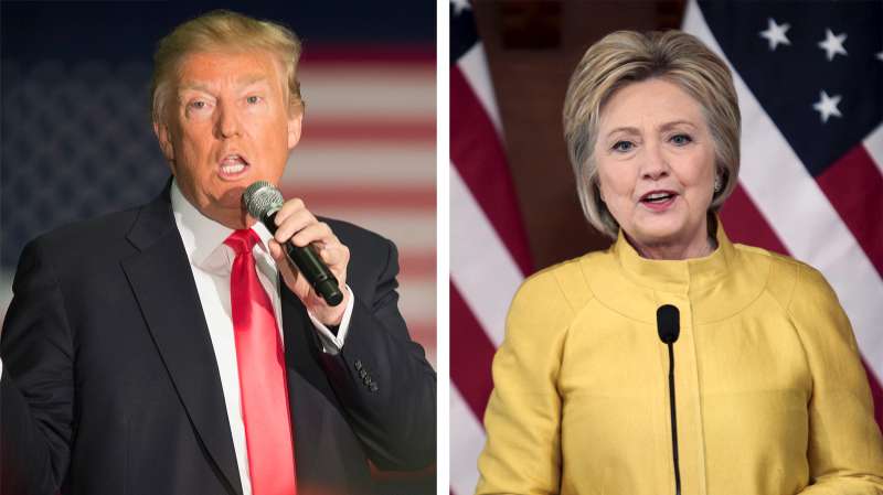 (left) Republican presidential candidate Donald Trump; (right) Democratic presidential candidate Hillary Clinton