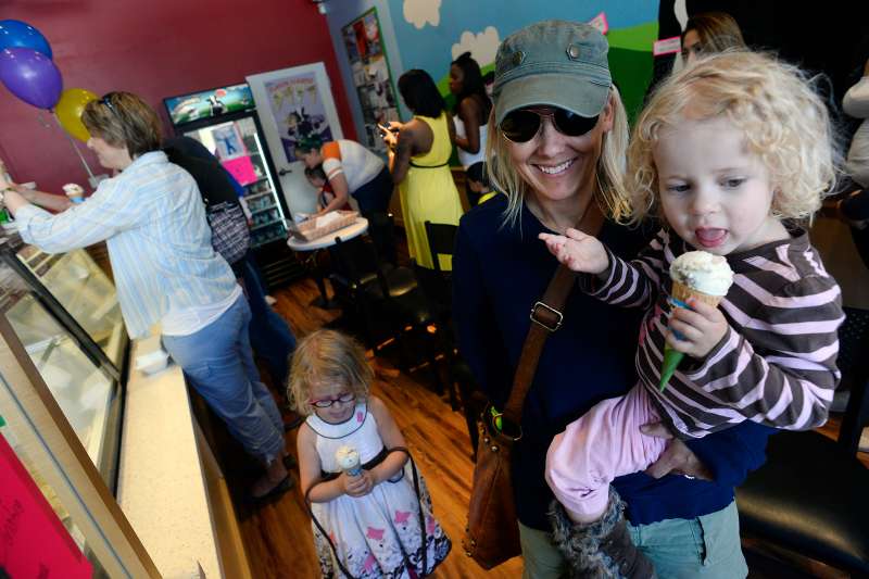 A scene from Free Cone Day at Ben &amp; Jerry's location in Denver in 2015.