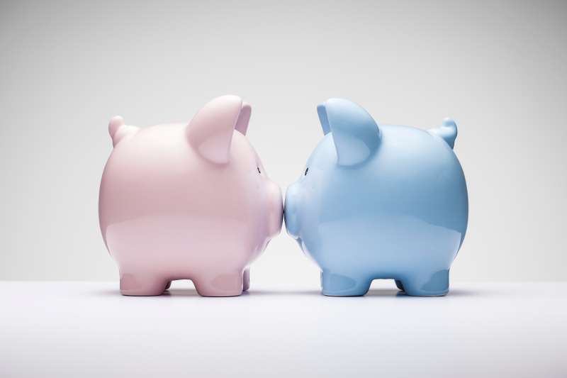 pink and blue piggy banks