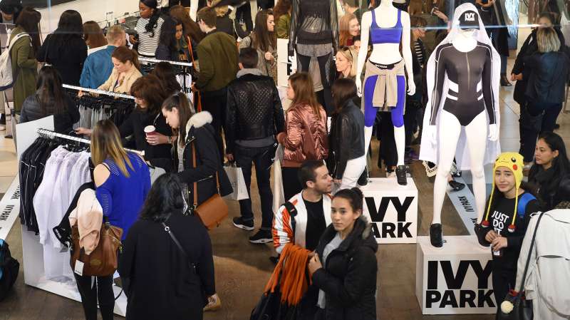 General view of shoppers as Beyonce's Ivy Park collection goes on sale at TopShop on April 14, 2016 in London, England.