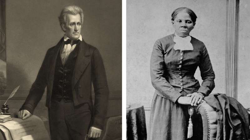 (left) Andrew Jackson (right) Harriet Tubman