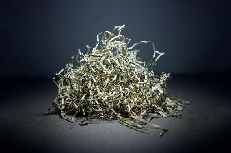 pile of shredded money