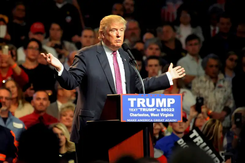 Republican U.S. presidential candidate Donald Trump speaks to supporters in Charleston, West Virginia, U.S. May 5, 2016.