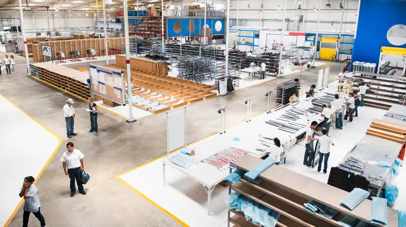 Overhead view of manufacturing plant