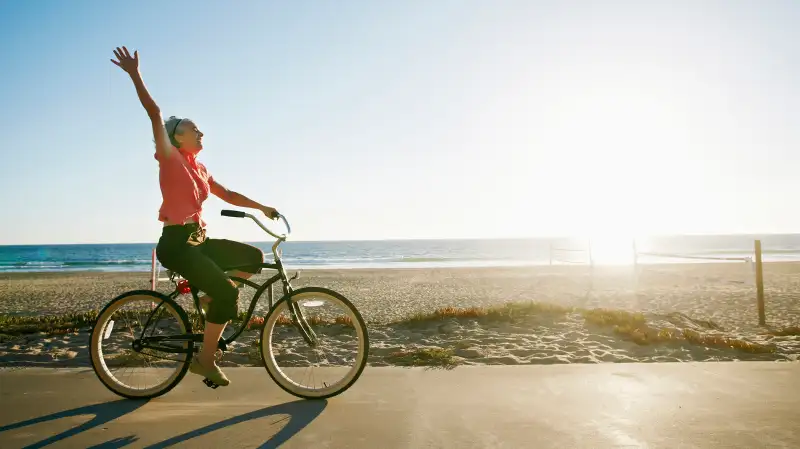 woman riding bicycle