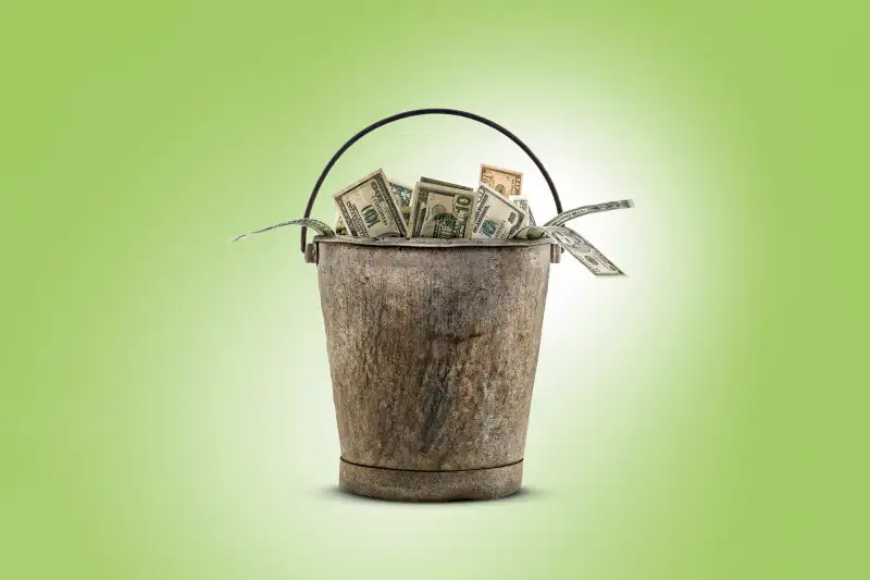 bucket of cash