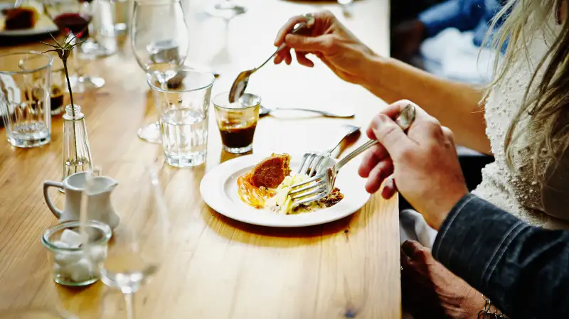 people eating dessert at restaurant