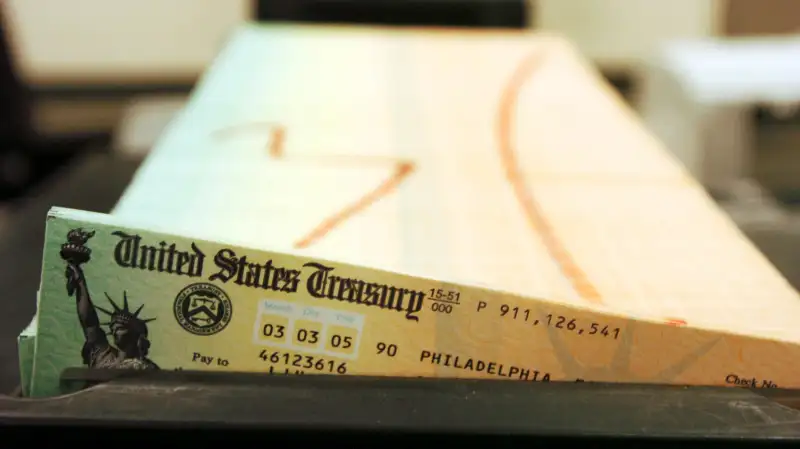 This February 2005 file photo shows trays of printed social security checks waiting to be mailed from the U.S. Treasury.