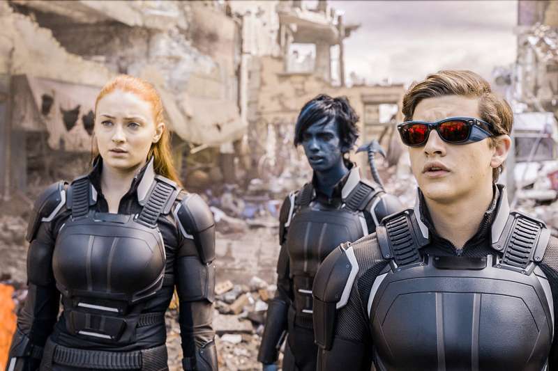 Sophie Turner as Jean Gray, Kodi Smit-McPhee as Nightcrawler and Tye Sheridan as Cyclops in X-Men: Apocalypse (2016)