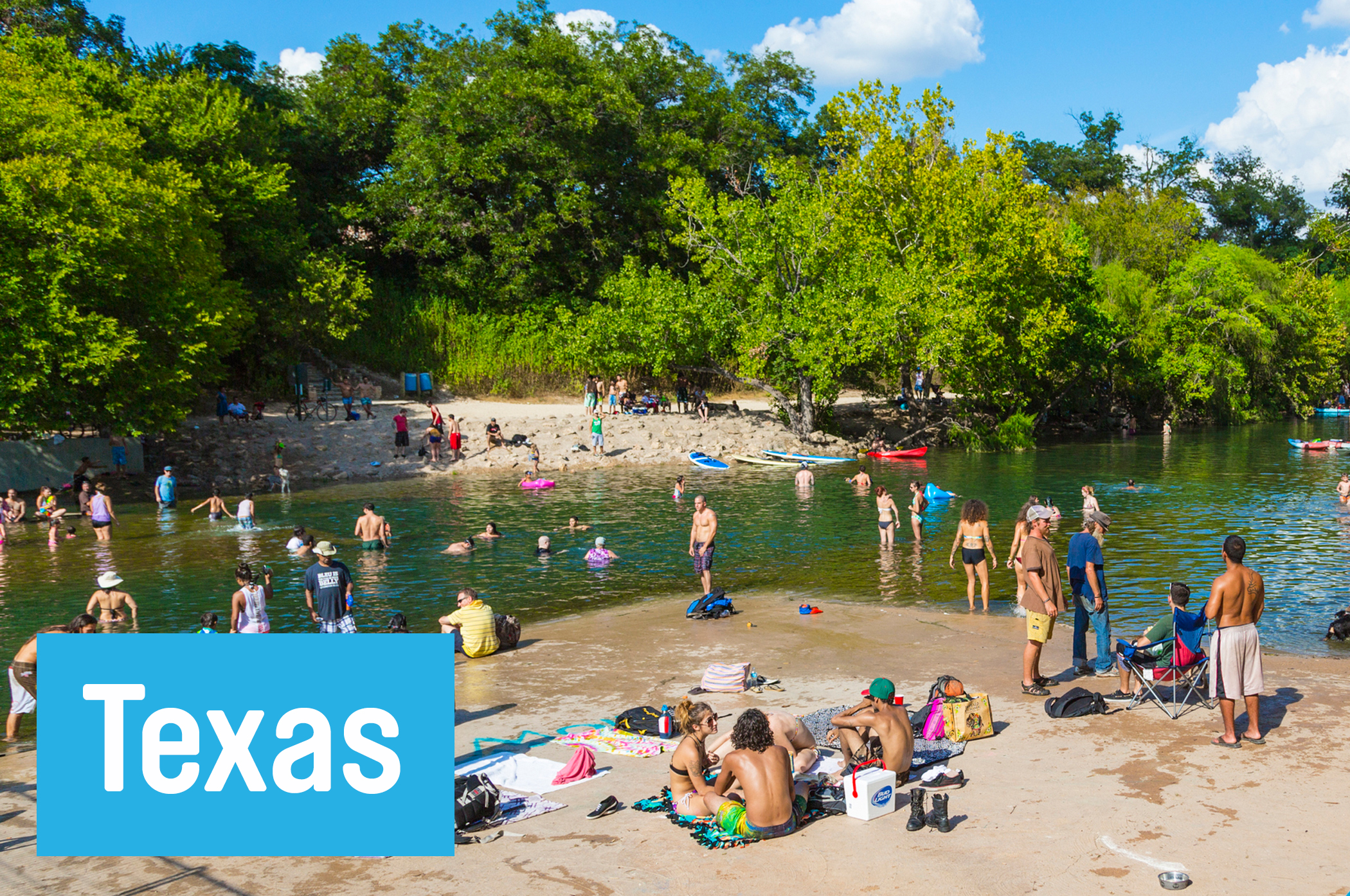 Cool off with a swim in Austin’s <a href="https://austintexas.gov/department/barton-springs-pool" target="_blank">Barton Springs Pool</a>. Admission is free from 5-8 a.m. and again from 9-10 p.m.