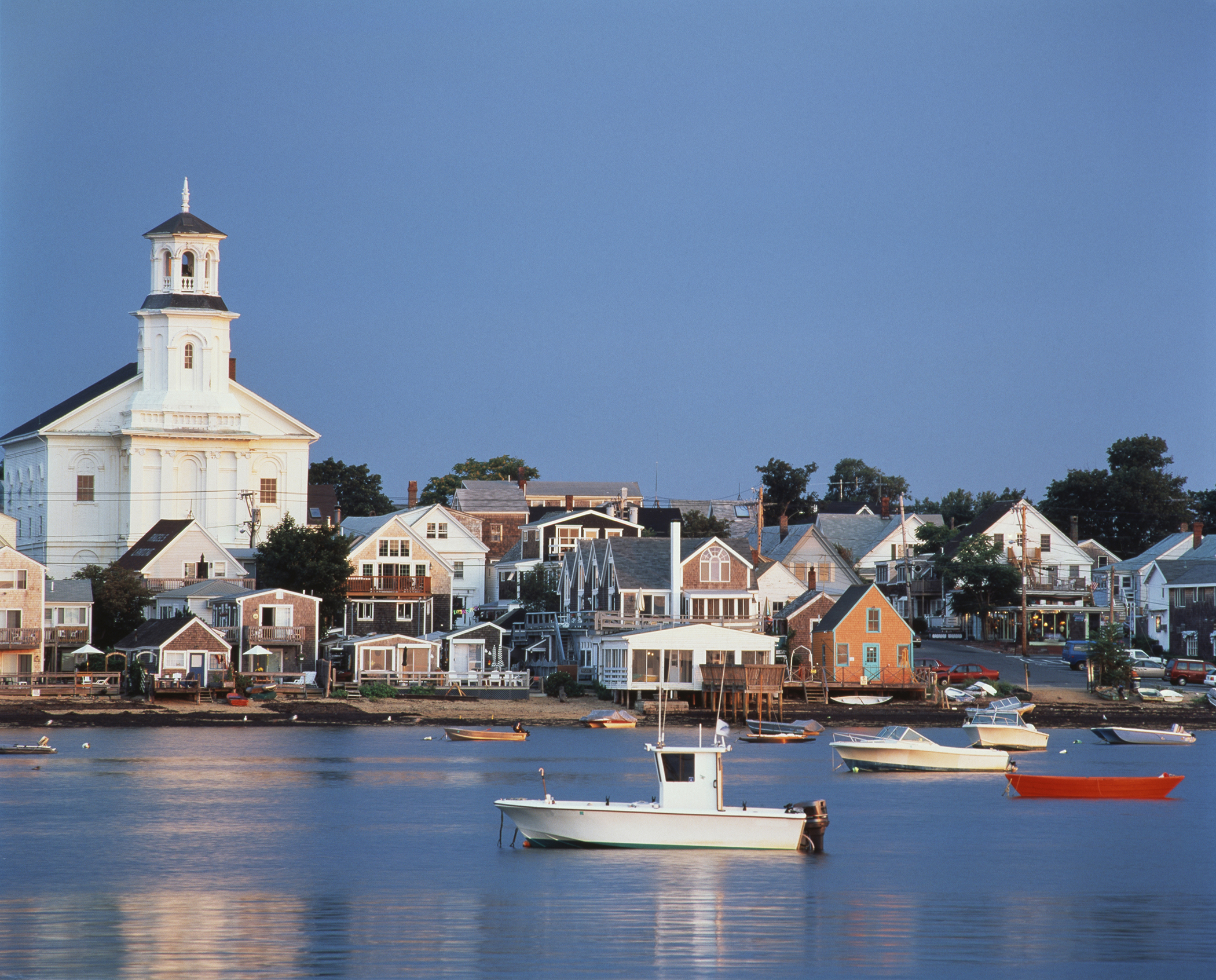 Provincetown Harbor and town in morning light, Cape Cod, Massachusetts, USA