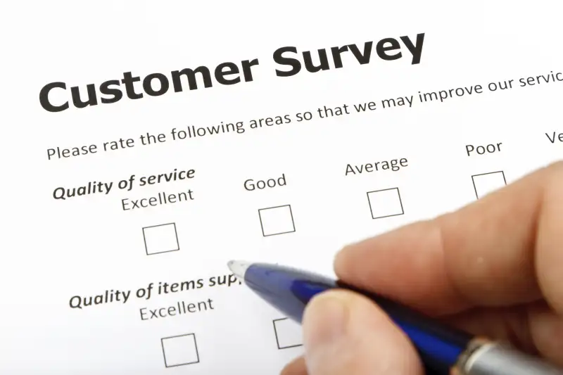 filling out a customer satisfaction survey