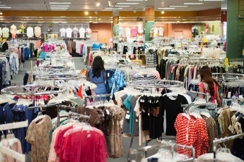 Women shopping in clothing store