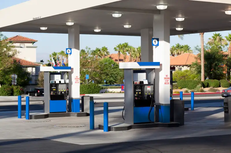 Fuel pumps at a gas station
