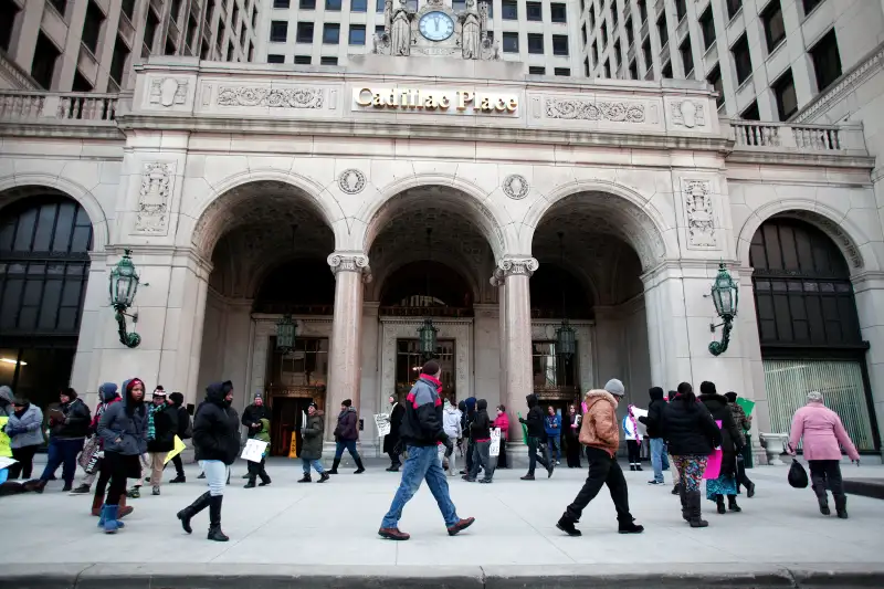 Detroit Teachers Hold Rally And  Sick Out  To Protest Working Conditions